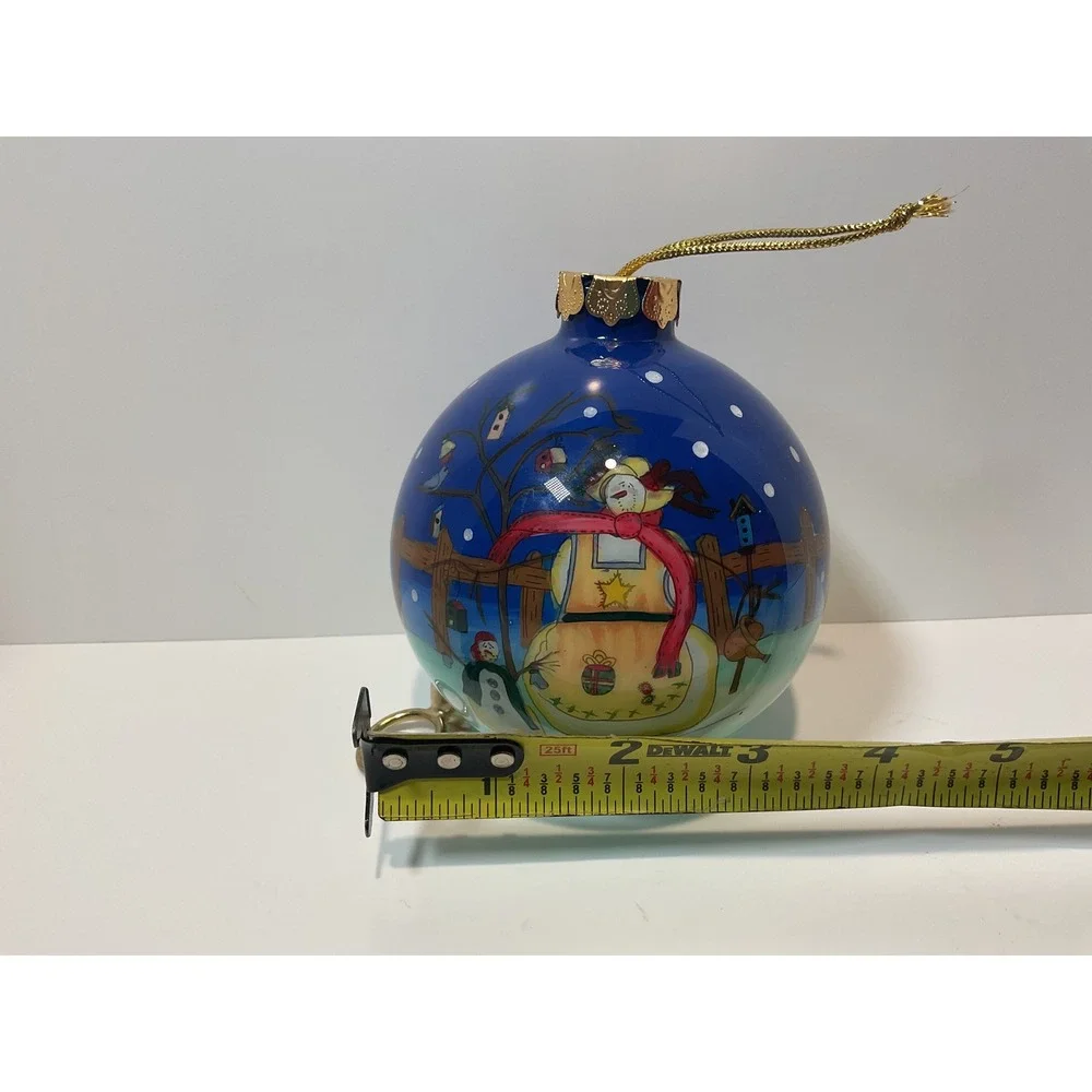 Hand Painted Christmas Ornament Snowman Scene Glass Ball‎ Ornament